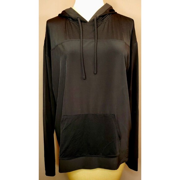 VS Victoria Sport Hoodie Pullover Top Size M Black Drawstring Long Sleeve Pocket - Picture 1 of 8